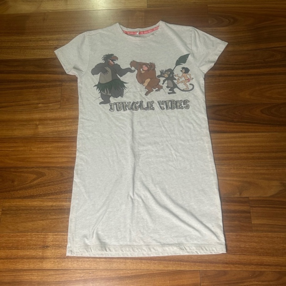 Disney Jungle Book Nightgown Sleep Shirt Dress Jungle Vibes Gray 2XS